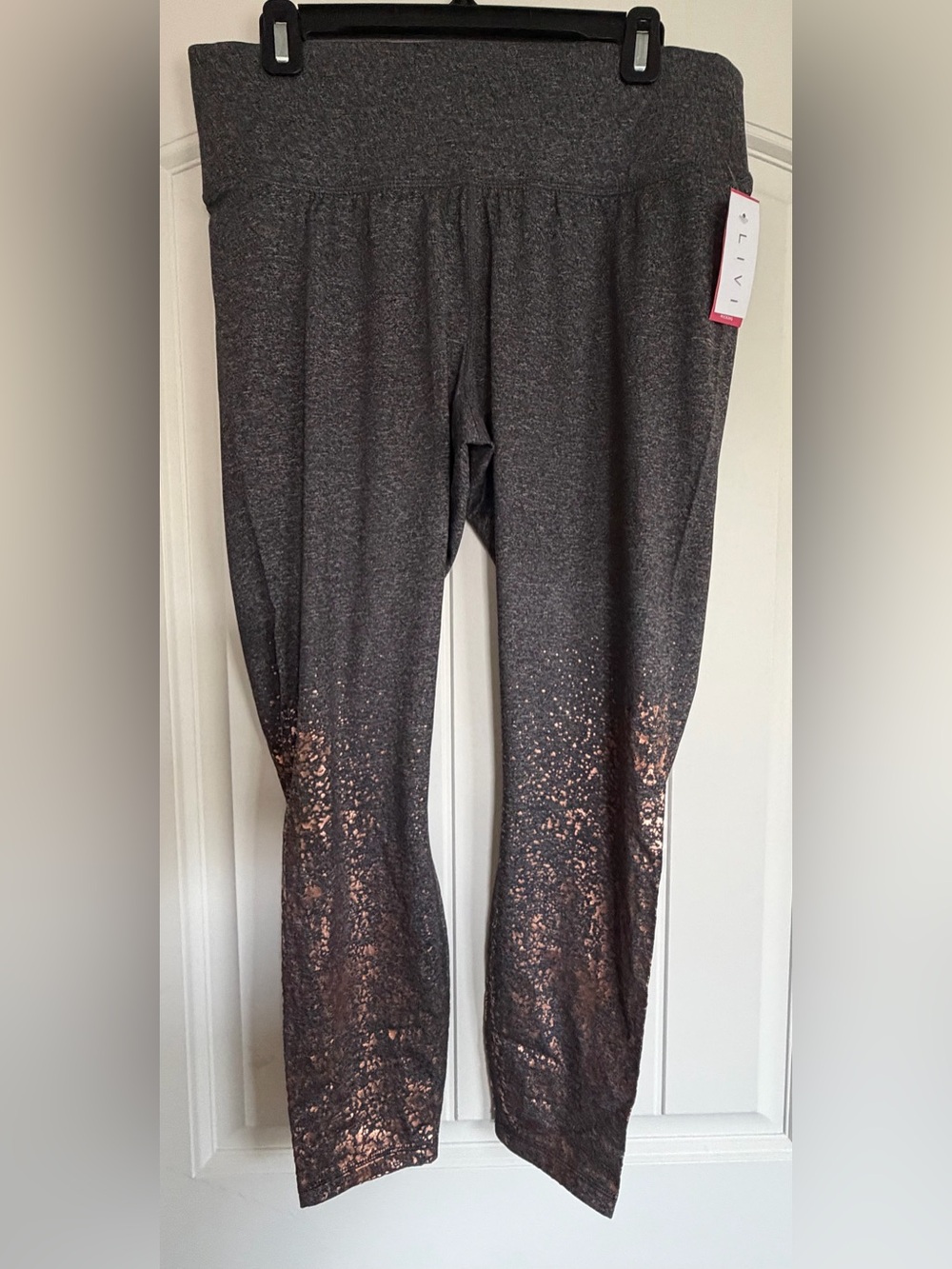 Lane Bryant Charcoal Leggings with Rose Gold Foil Hem